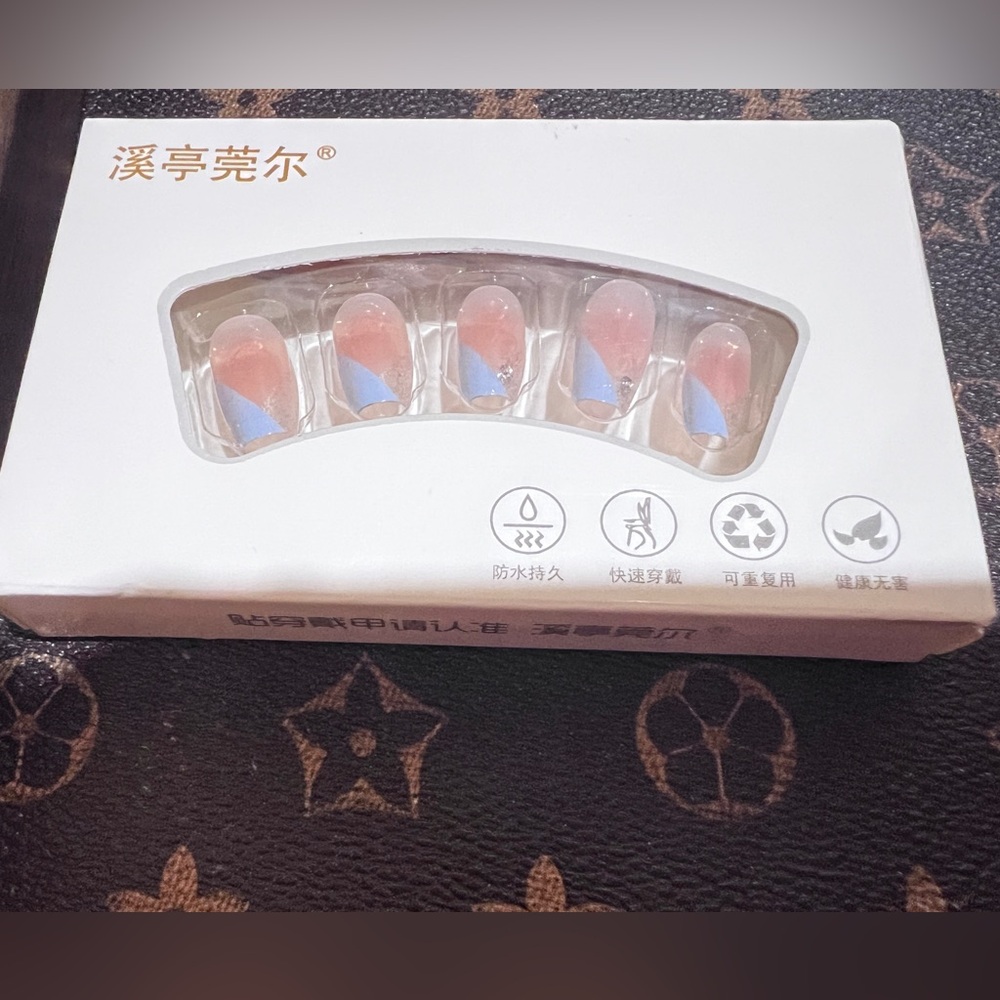 $15 for two.DIY Press-On Nails Set - Blue and Pink